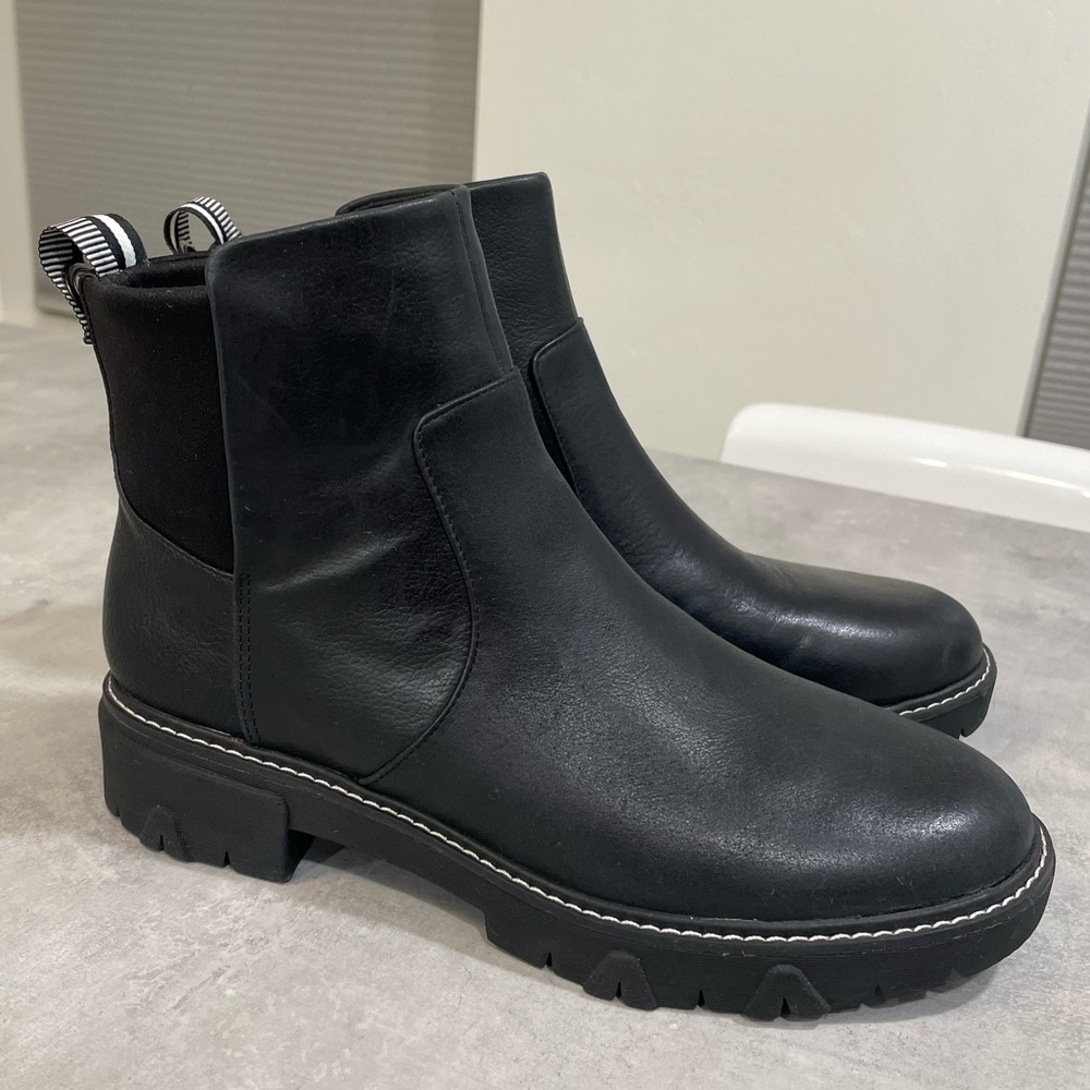 Dr Sholls Original Collection Leather Black Booties chunky sole comfortable boot
